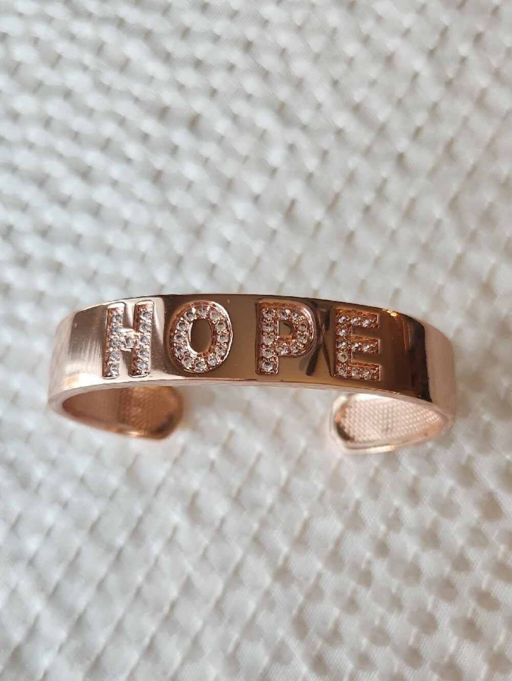 Rose Gold HOPE Cuff Bracelet with Crystal Accents